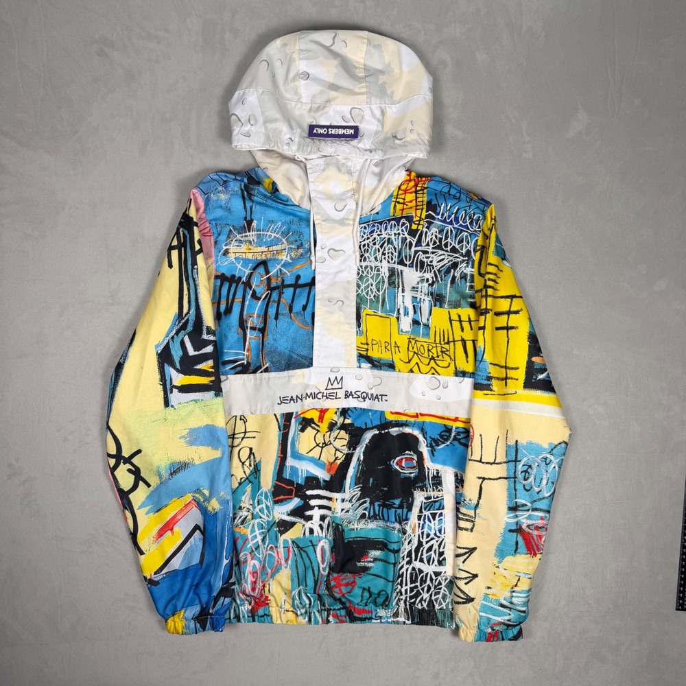 Modern Mens Members Only Jean-Michel Basquiat Art Print Windbreaker Medium